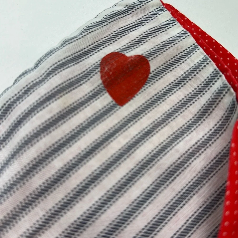 Bread Basket Liner, Reversible Blue & White Stripe With Cow & Red Polka Dots